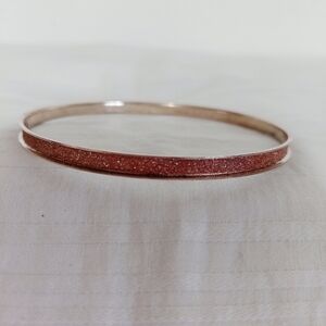 Silver Frosted Pink Bangle Bracelet Large Wrist